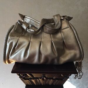 Cole Haan Gold Pleated Satchel